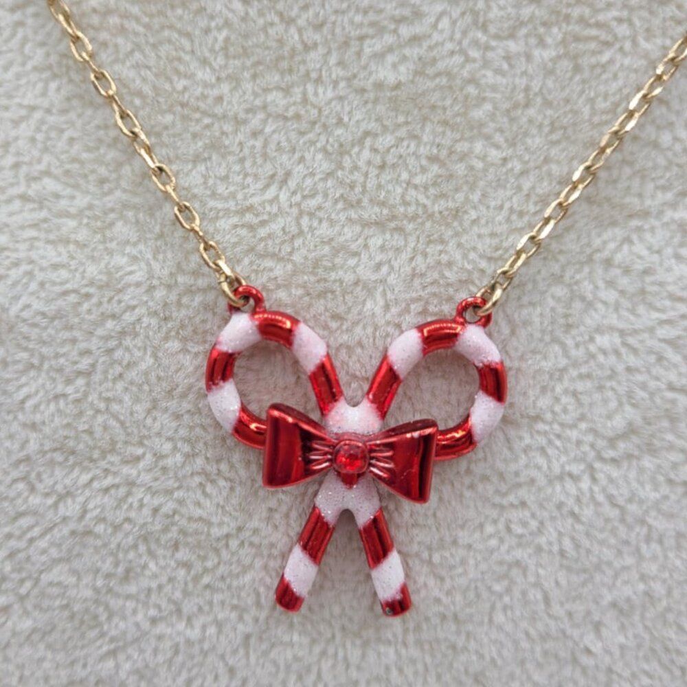 Betsey Johnson Candy Cane Heart Necklace